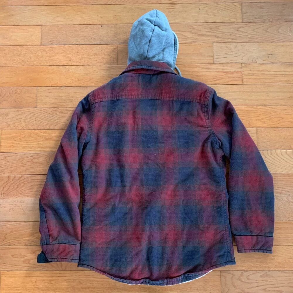 American‎ Eagle Mens S Plaid Sherpa Lined Full Button Jacket Hooded Y2K - Picture 2 of 8
